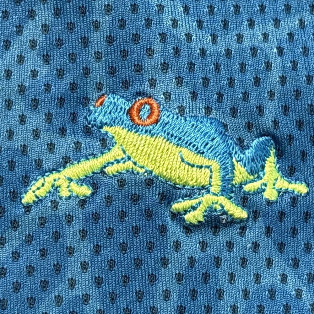 Y2K Oakley Blue "Frogskin" Athletic Frog Board Shorts M Surf Rare Logo Vintage